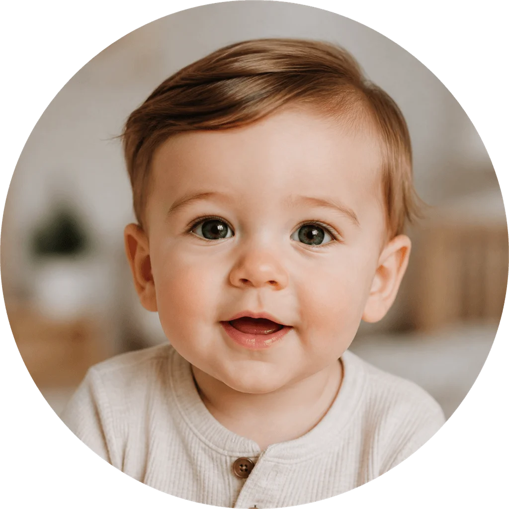 Happy baby smiling at the camera